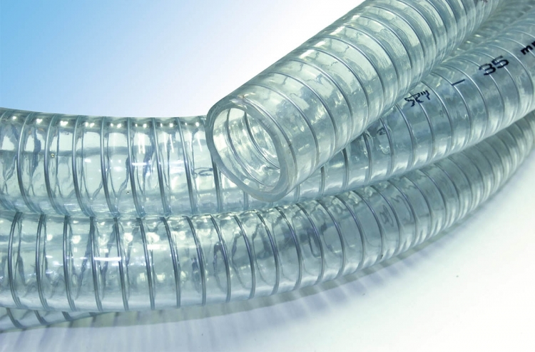 Tuyau PVC transparent spire PVC alimentaire est employé en agriculture,  agroalimentaire, bâtiment et industrie
